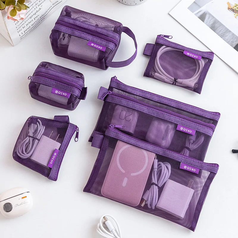 Lot de 6 pochettes de rangement transparentes – Organisateur voyage, maquillage & accessoires