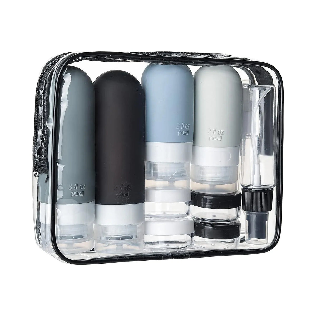 Flacons toilette voyage rechargeables – Set 4, sans BPA & anti-fuite