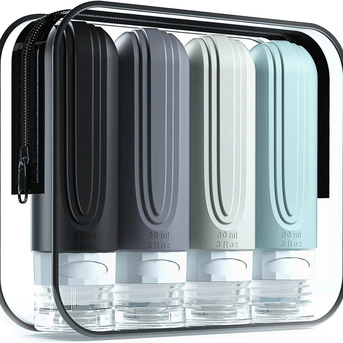 Flacons toilette voyage rechargeables – Set 4, sans BPA & anti-fuite