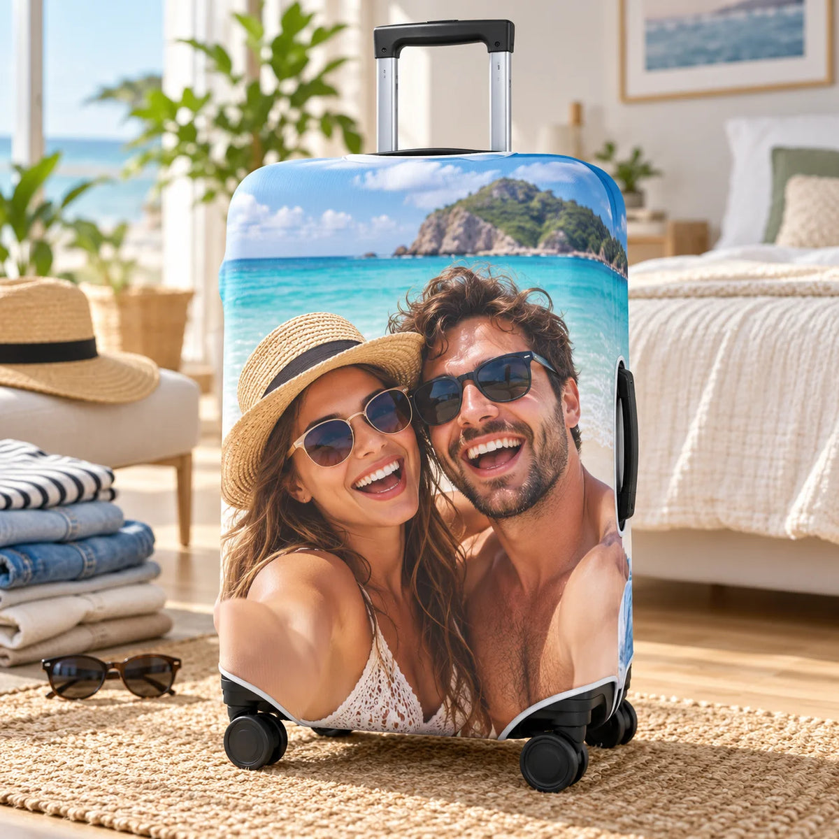 Housse de valise personnalisée avec photo – Imperméable, anti-rayures & lavable