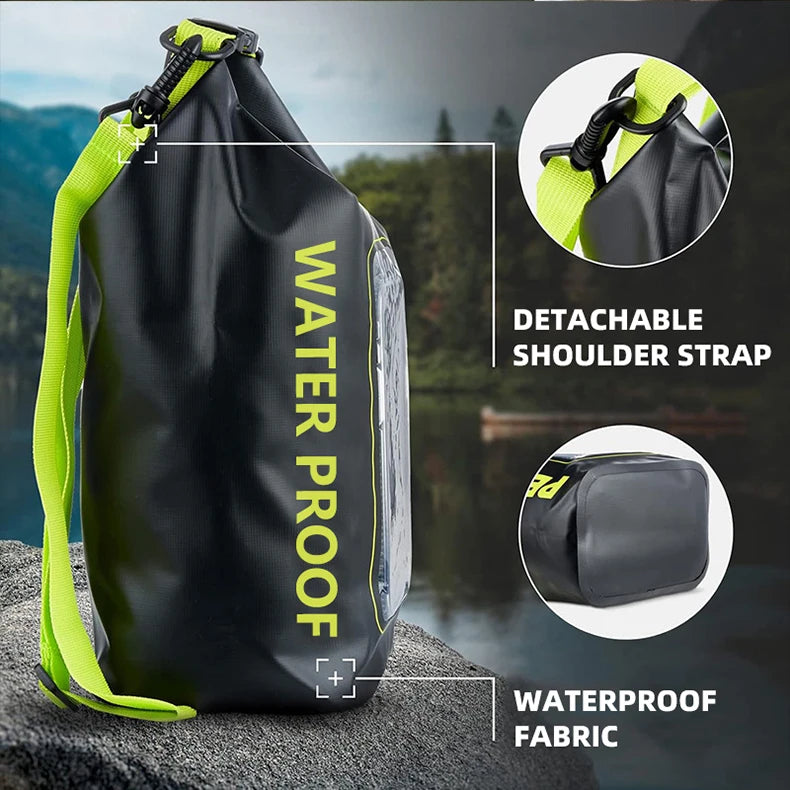 2L 5L Dry Bag Swimming Pack Touch Screen Outdoor Waterproof Kayak Storage Bag Trekking Drifting Rafting Surfing Boating Backpack