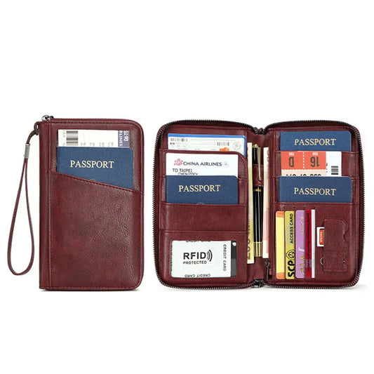 Travel Wallet with Passport Clip – PU Leather, RFID-blocking, Men & Women