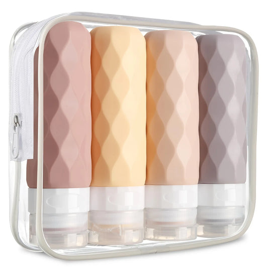 Set de 4 Flacons de Toilette Voyage – Sans BPA & Anti-fuite