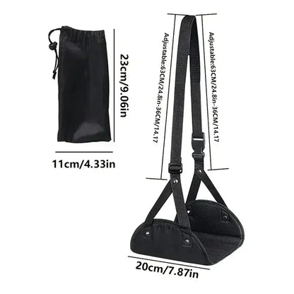 Portable Airplane Footrest – Adjustable Strap & Long-Haul Comfort