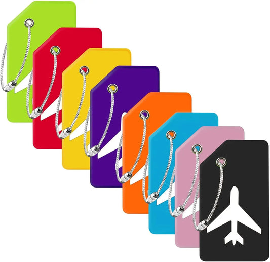 Lot de 8 étiquettes à bagages en silicone – Porte-nom & adresse, homme & femme