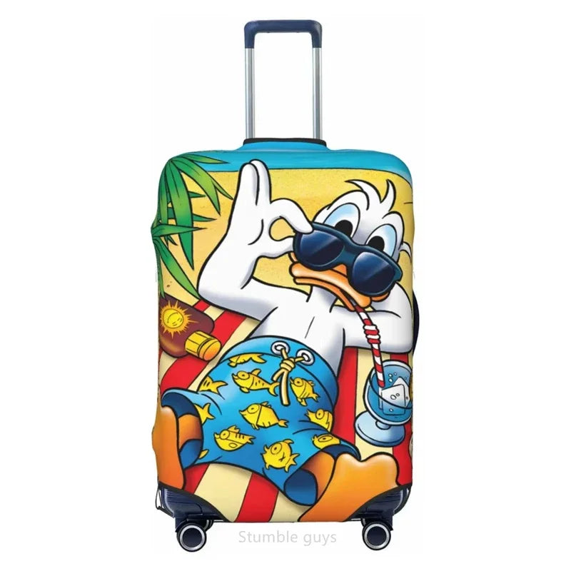 Anti-Scratch Washable Luggage Cover Duck Print High Elasticity Fits 18-32 Inch Suitcases Dustproof For Outdoor Travel Use