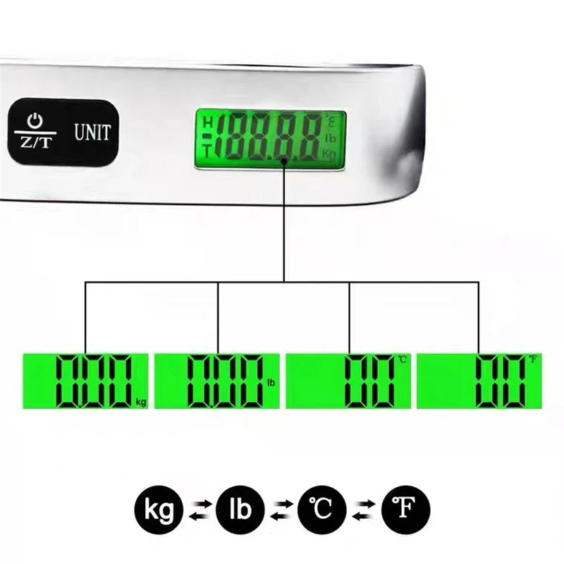 Pèse-bagage numérique portable – Écran LCD, jusqu'à 50 kg