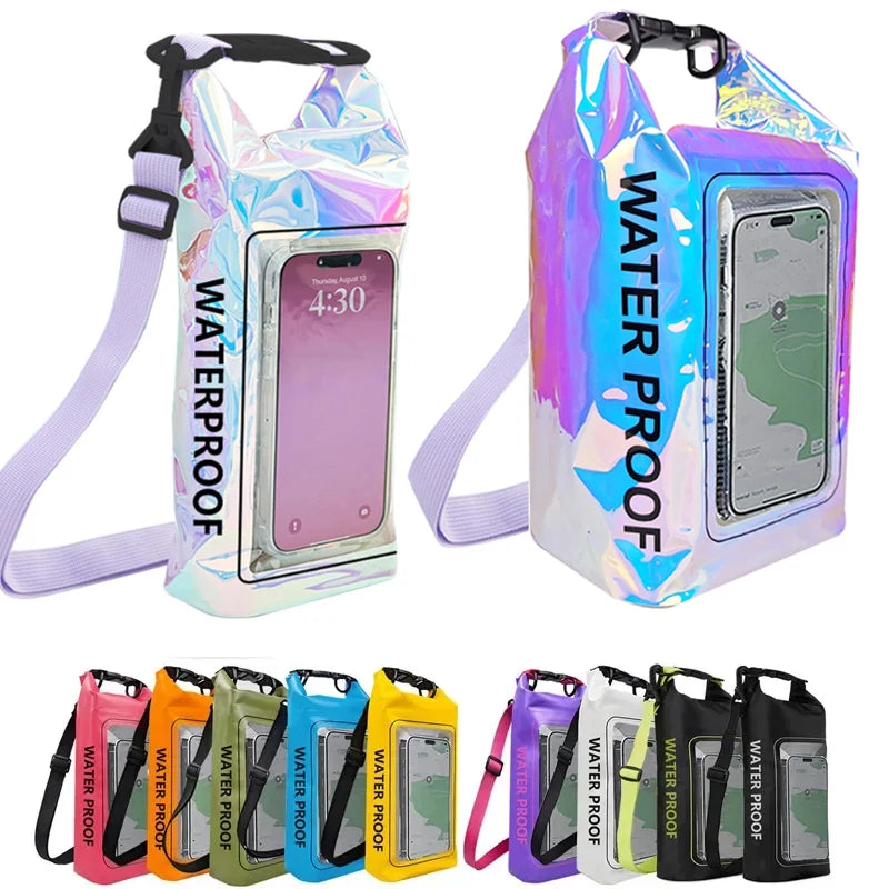 2L 5L Dry Bag Swimming Pack Touch Screen Outdoor Waterproof Kayak Storage Bag Trekking Drifting Rafting Surfing Boating Backpack