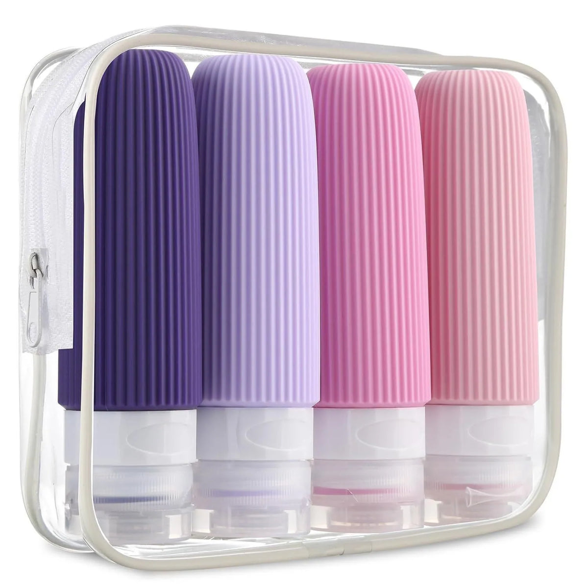 Flacons toilette voyage rechargeables – Set 4, sans BPA & anti-fuite