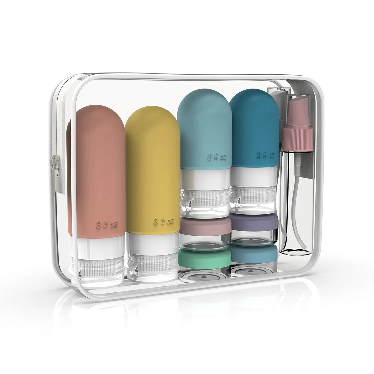 Flacons toilette voyage rechargeables – Set 4, sans BPA & anti-fuite