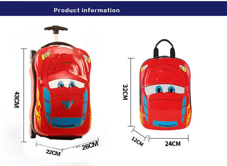 Valise enfant 3D à roulettes – Design voiture, garçon & fille