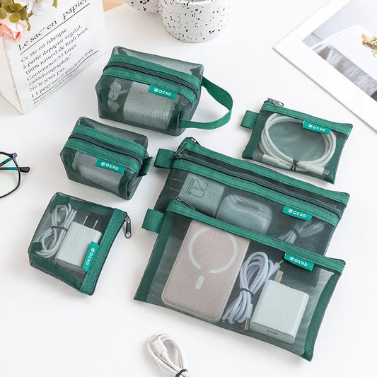 Set of 6 Clear Storage Pouches – Travel, Makeup & Accessories Organizer