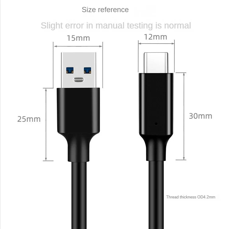 USB-C Fast Charging Cable 60W Travel – 10Gbps Transfer, 1m & 2m