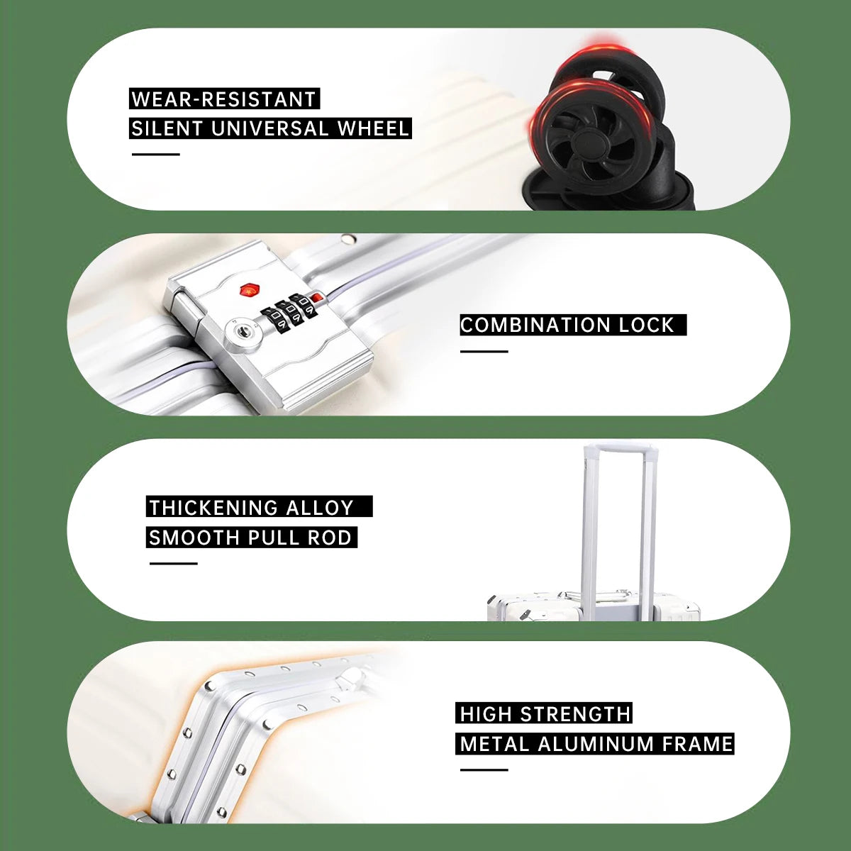 Valise trolley à cadre aluminium 20"-28" – Port USB, serrure à combinaison & roues spinner