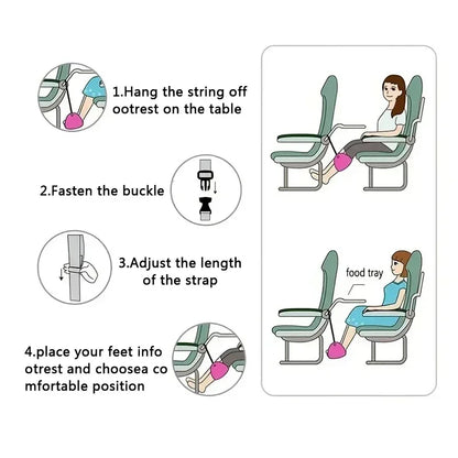 Portable Airplane Footrest – Adjustable Strap & Long-Haul Comfort