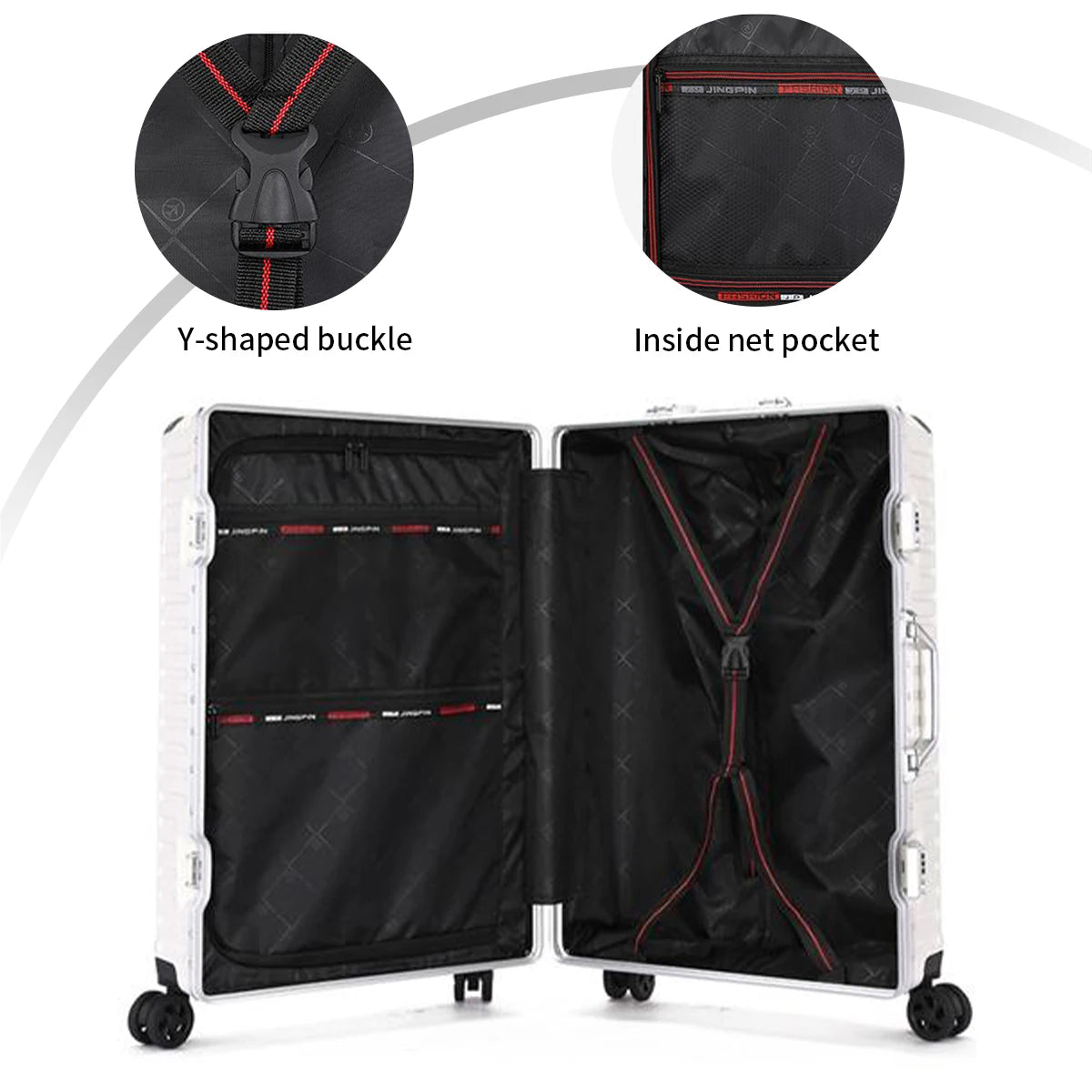 Valise trolley à cadre aluminium 20"-28" – Port USB, serrure à combinaison & roues spinner