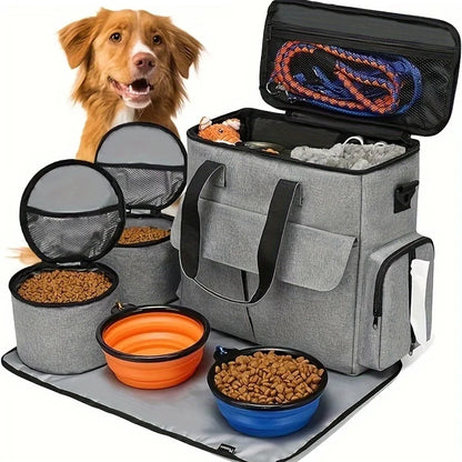 Airline Approved Dog Travel Bag Weekend Pet Travel Set Tote Organizer with Multi-Function Pockets for Supplies
