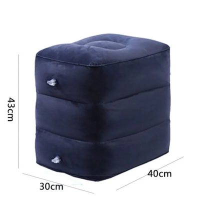 Inflatable travel footrest cushion - 3 adjustable heights, plane & train