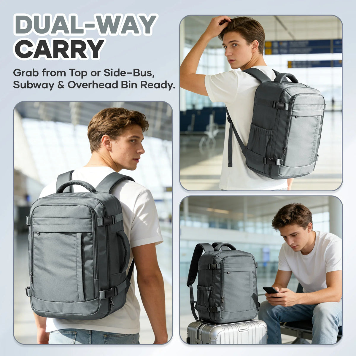 Sac de voyage cabine Ryanair 40x30x20 – Sac à dos sous-siège & laptop