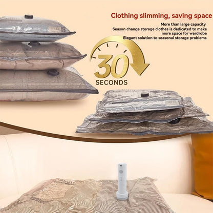 Vacuum Bags for Travel with Rechargeable Air Pump, Carry-on Size Compression Packing Bags for Luggage and Suitcase, Space Saver