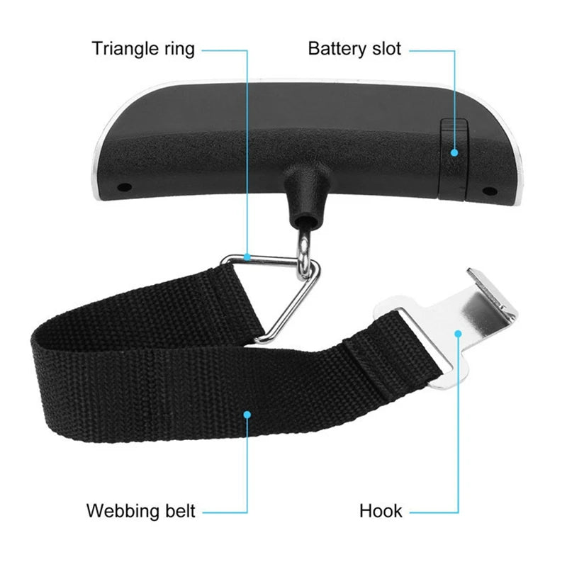 Pèse-bagage numérique portable – Écran LCD, jusqu'à 50 kg