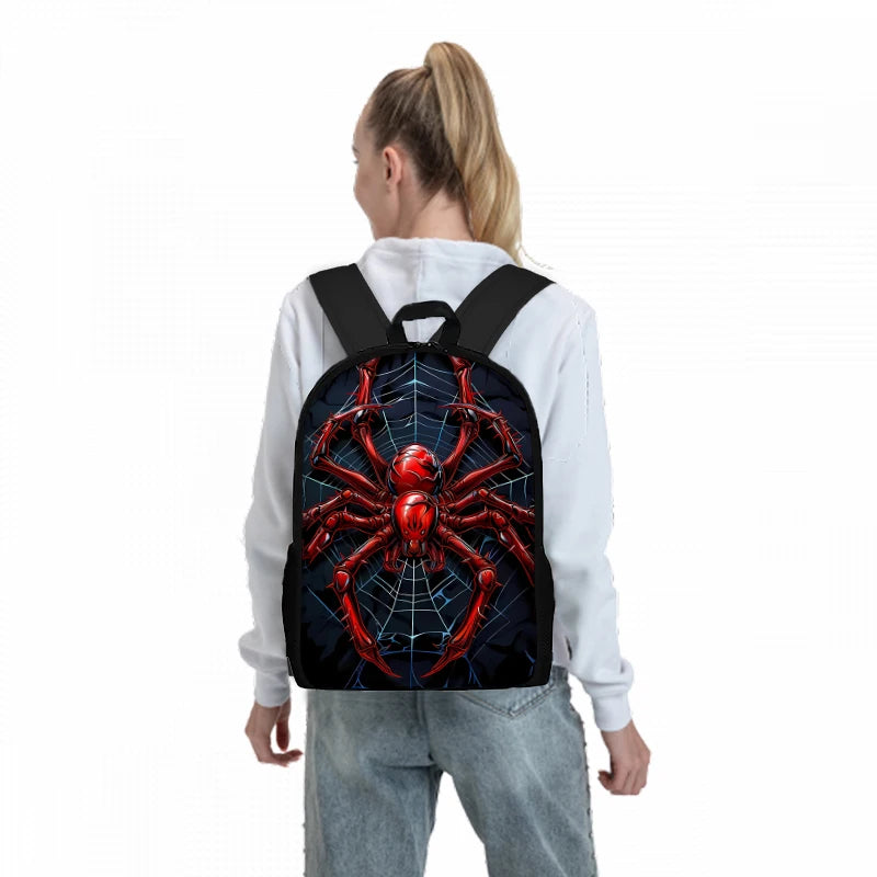 Red Spider Three Piece Backpack Set For Boy And Girls Best Gifts 2D Flat Cartoon School Backpack For Children