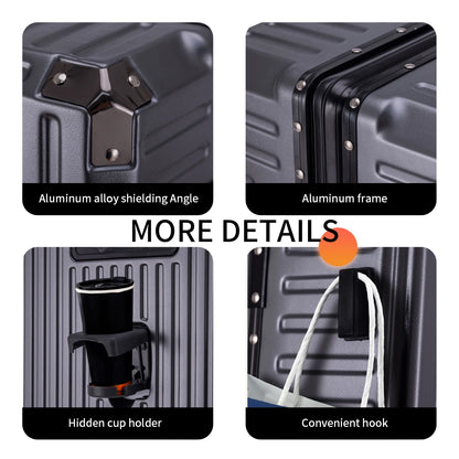 Valise trolley à cadre aluminium 20"-28" – Port USB, serrure à combinaison & roues spinner