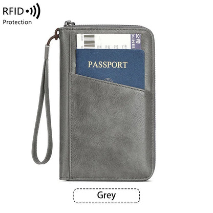 Portefeuille de voyage avec clip passeport – Cuir PU, anti-RFID, homme & femme