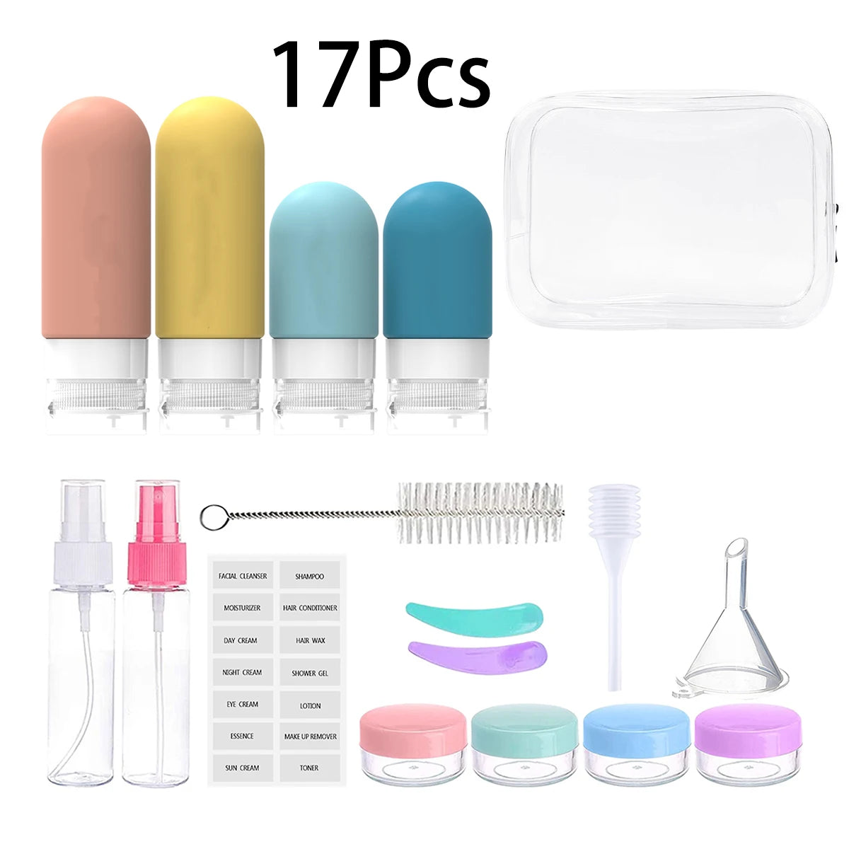 Flacons toilette voyage rechargeables – Set 4, sans BPA & anti-fuite