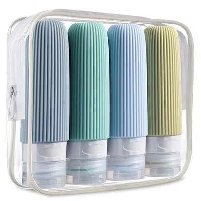 Flacons toilette voyage rechargeables – Set 4, sans BPA & anti-fuite