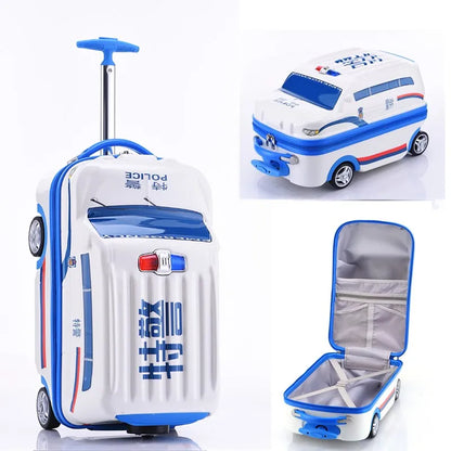 Valise enfant cartoon à roulettes – Peut être assise, légère & zippée