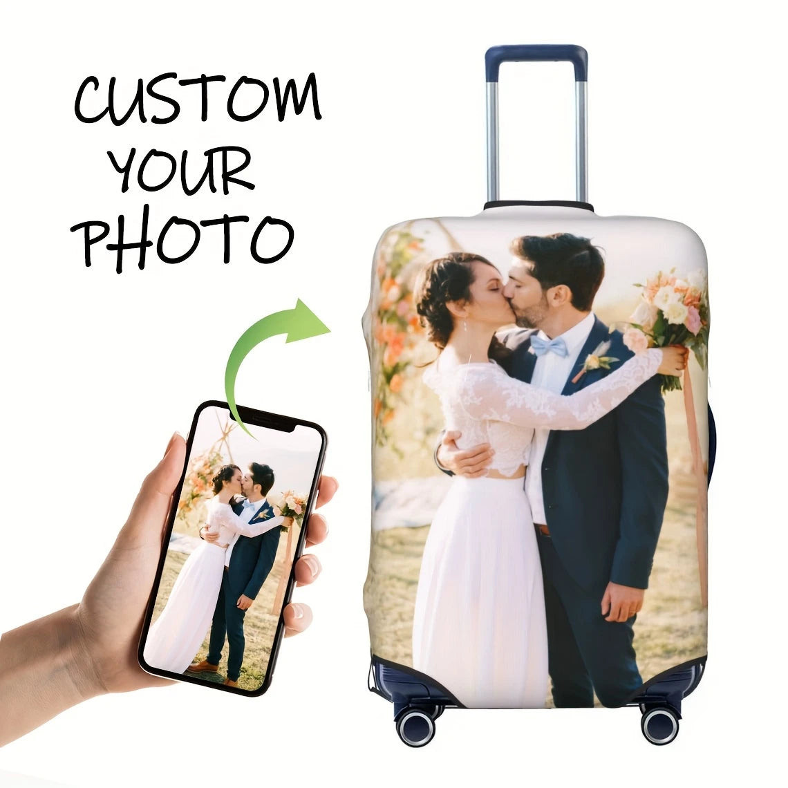 Housse de valise personnalisée avec photo – Impression recto verso, élastique & lavable