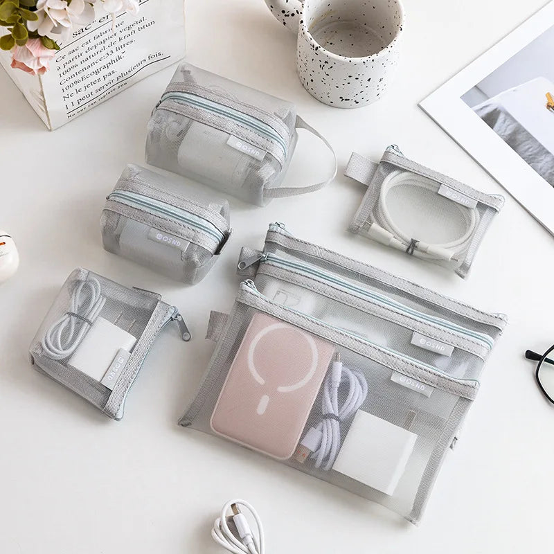 Lot de 6 pochettes de rangement transparentes – Organisateur voyage, maquillage & accessoires