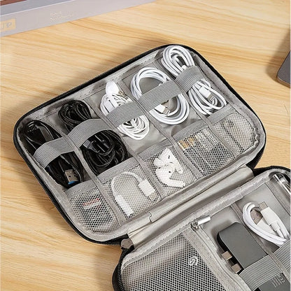 Travel Essentials Multi-pocket Cable Organizer Bag, Small Charging Cord Storage, Charger, Cables, Cord Storage And Accessory Bag