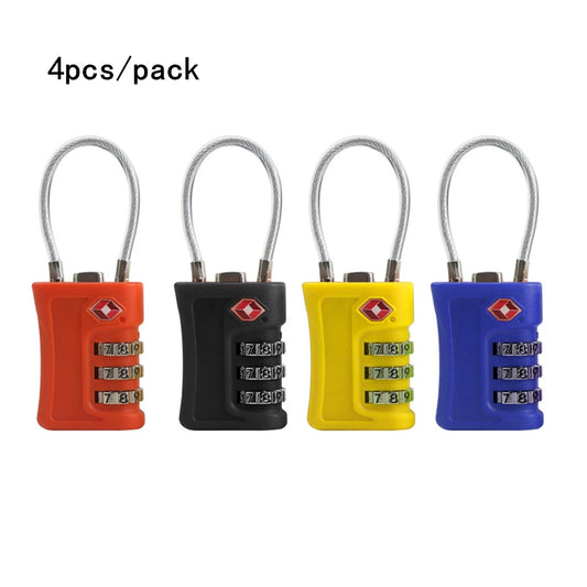 Cadenas TSA pour Valise – Set de 4, Code à 3 Chiffres & Design Bicolore