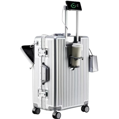 Aluminum Cabin Suitcase with USB Port – Modern Design & 360° Wheels
