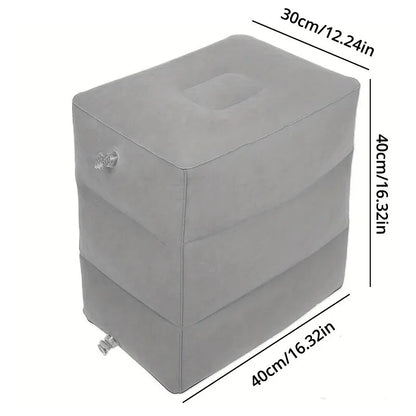Inflatable travel footrest cushion - 3 adjustable heights, plane & train