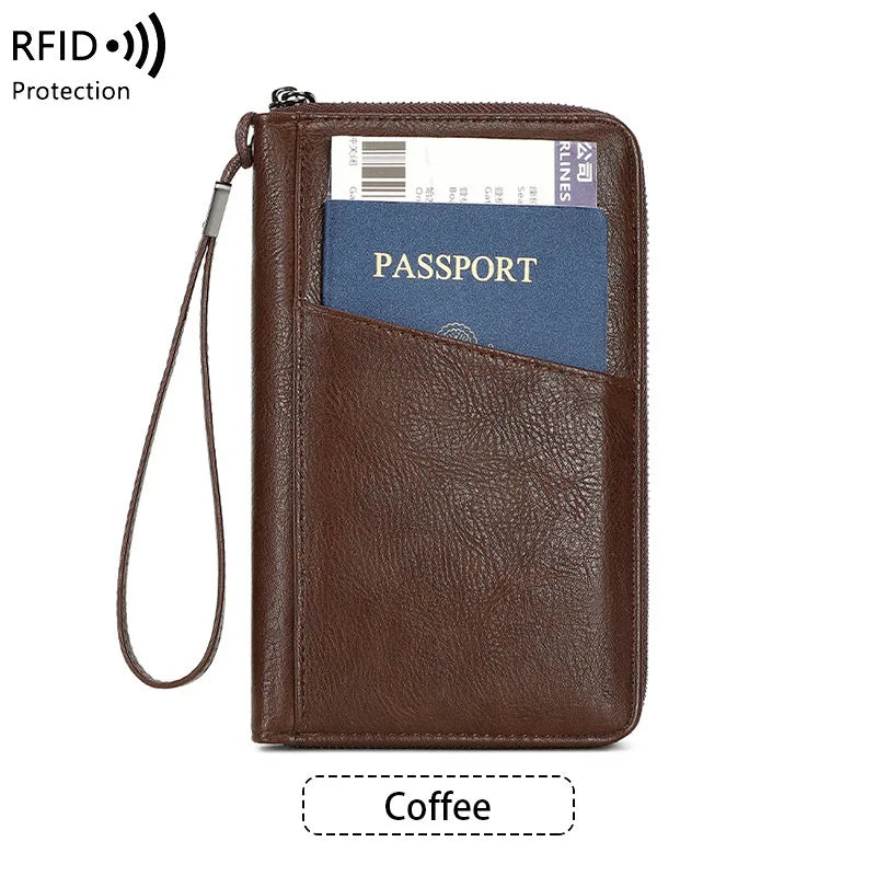 Portefeuille de voyage avec clip passeport – Cuir PU, anti-RFID, homme & femme