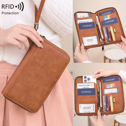Portefeuille de voyage avec clip passeport – Cuir PU, anti-RFID, homme & femme