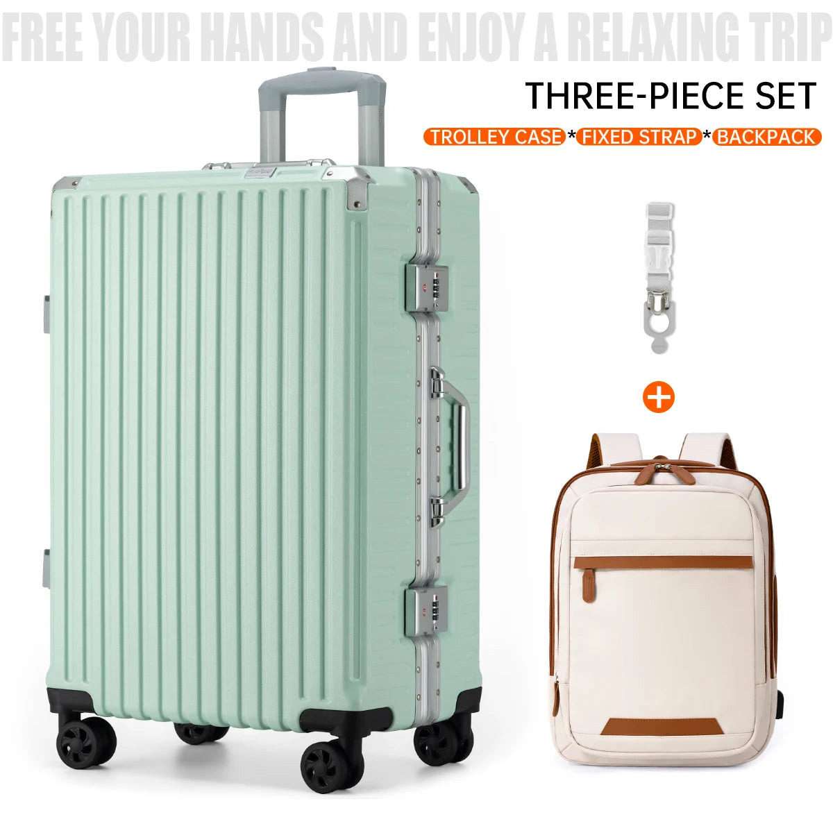Valise trolley à cadre aluminium 20"-28" – Port USB, serrure à combinaison & roues spinner