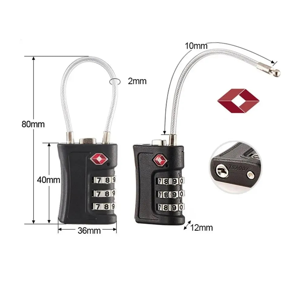 Cadenas TSA pour Valise – Set de 4, Code à 3 Chiffres & Design Bicolore