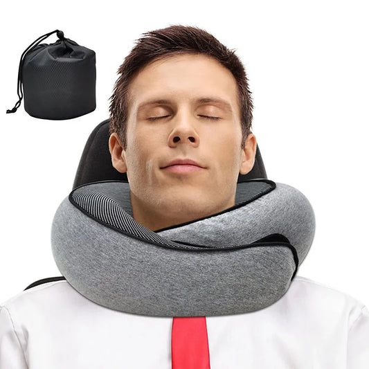 Oreiller de Voyage Mémoire de Forme – Style Escargot & Support Ajustable