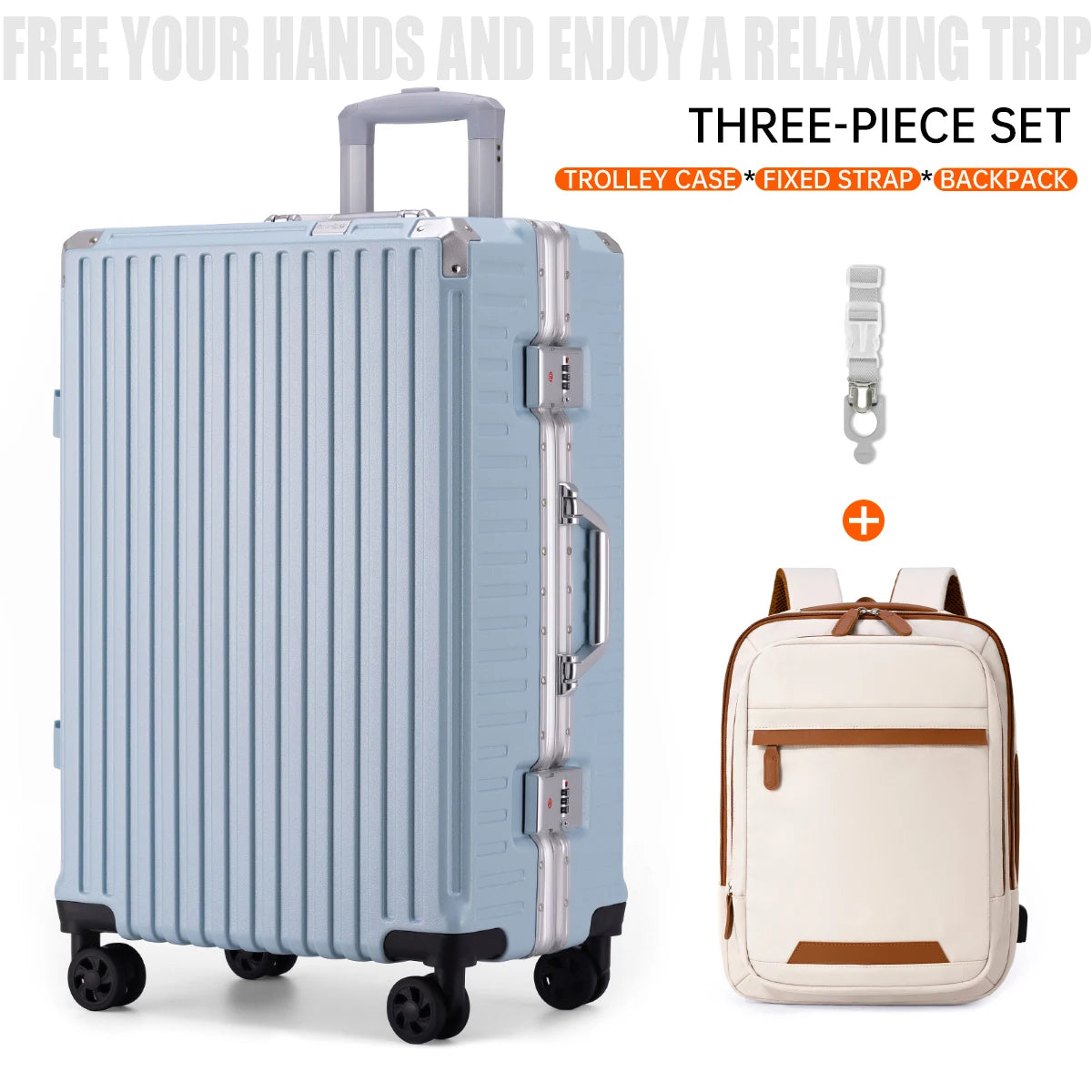 Valise trolley à cadre aluminium 20"-28" – Port USB, serrure à combinaison & roues spinner