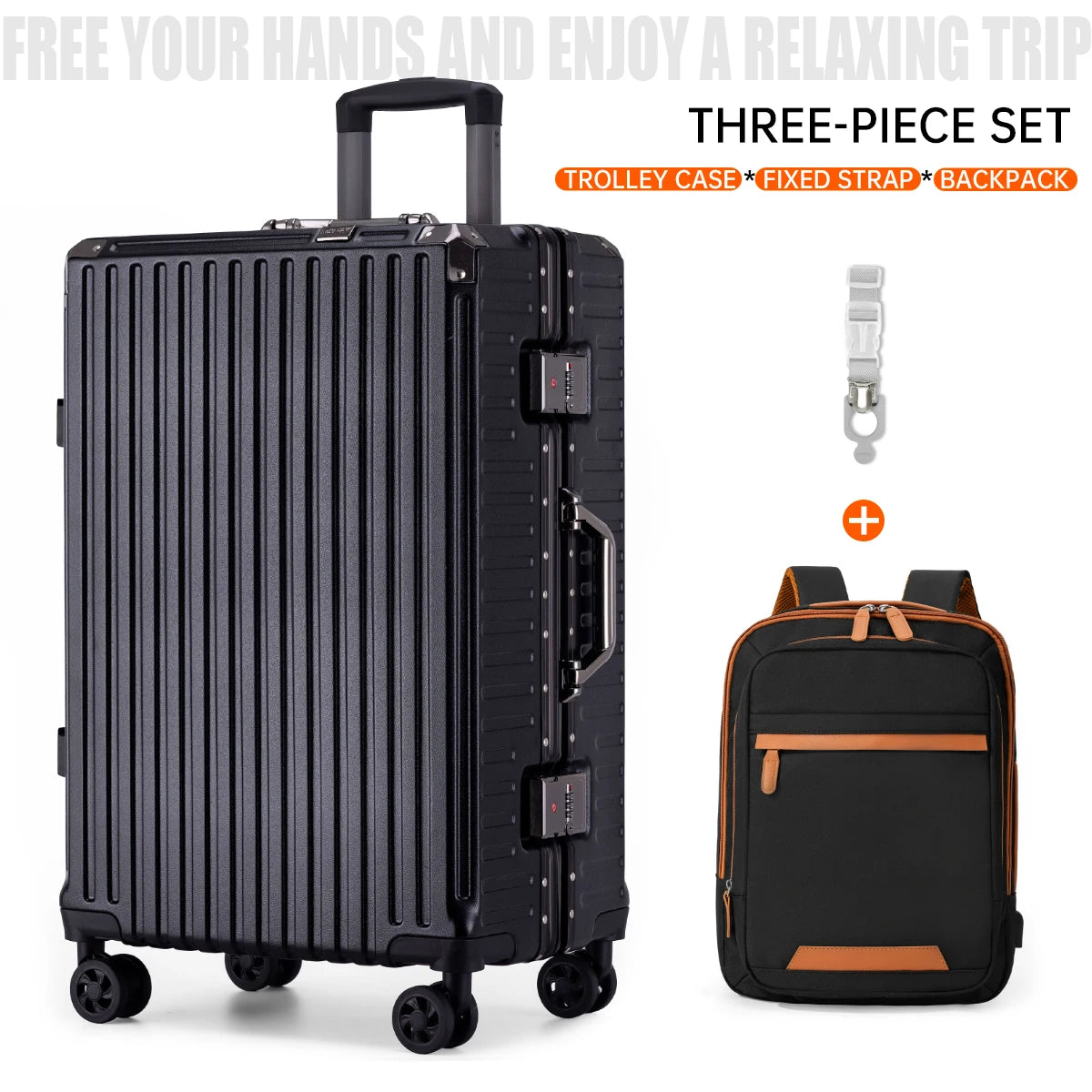 Valise trolley à cadre aluminium 20"-28" – Port USB, serrure à combinaison & roues spinner