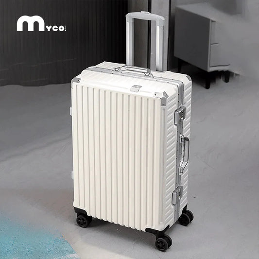 20"-28" Aluminum Frame Trolley Suitcase – USB Port, Combination Lock & Spinner Wheels