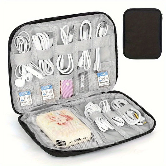 Travel Essentials Multi-pocket Cable Organizer Bag, Small Charging Cord Storage, Charger, Cables, Cord Storage And Accessory Bag