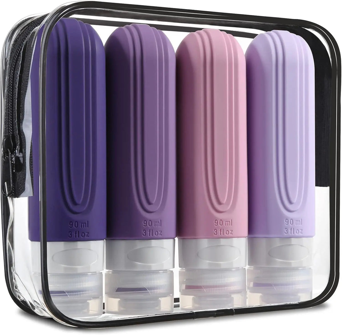 Flacons toilette voyage rechargeables – Set 4, sans BPA & anti-fuite