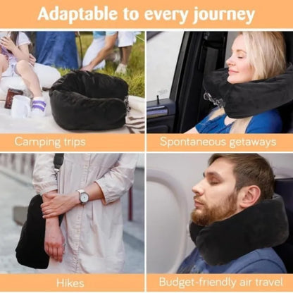 Self-Inflating Travel Neck Pillow – Portable, Airplane & Car