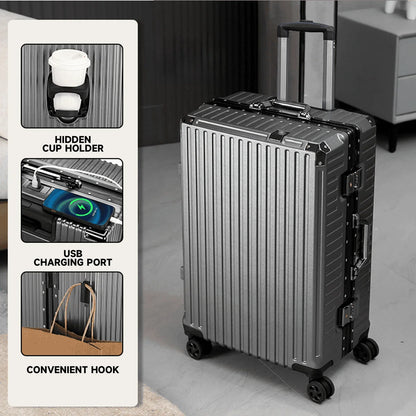 Valise trolley à cadre aluminium 20"-28" – Port USB, serrure à combinaison & roues spinner