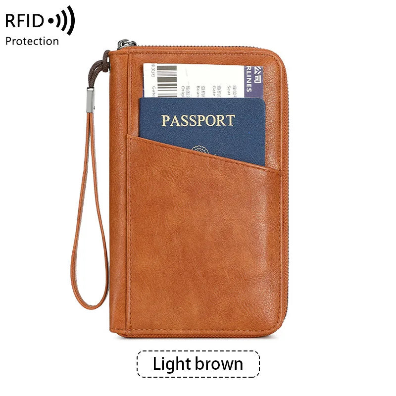 Portefeuille de voyage avec clip passeport – Cuir PU, anti-RFID, homme & femme